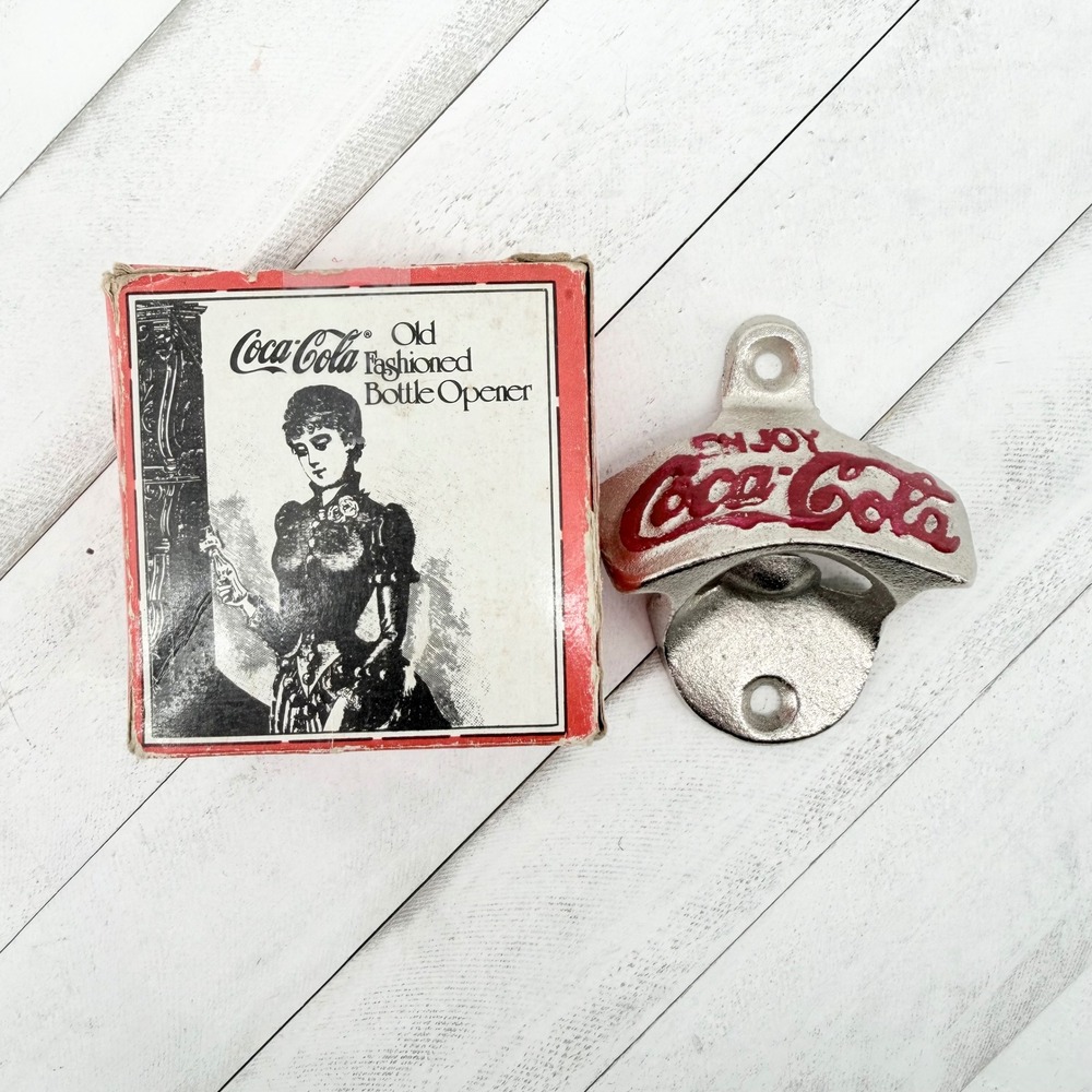 Coca-Cola Vintage Wall Mount Bottle Opener Cast Metal Old Fashioned Boxed Taiwan